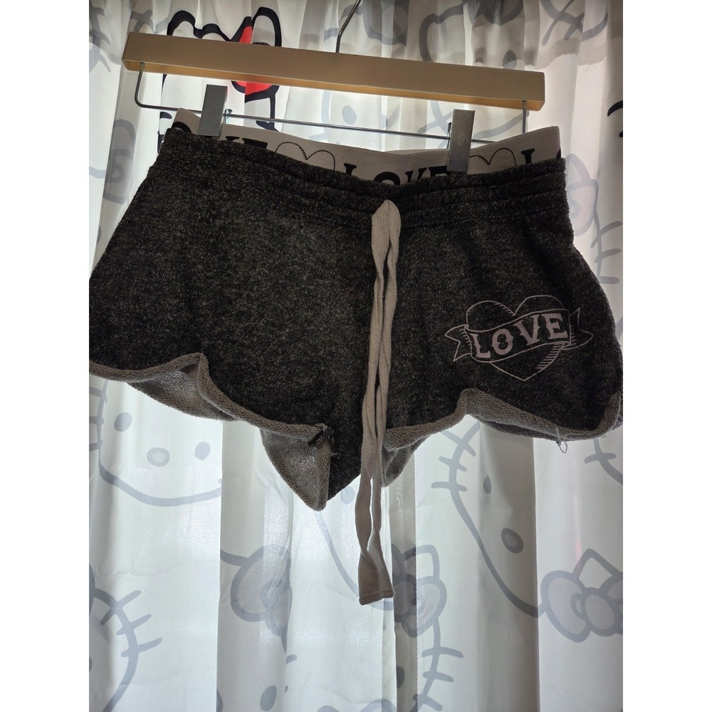 No Boundaries Micro Lounge Shorts Drawstring Love Design Juniors Womens 7/9 Med